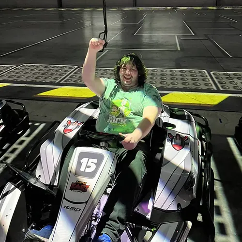 NDIS participants go-karting at TDAC group outing Victoria